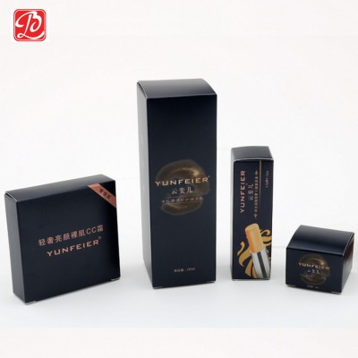 Shiny Color Folding Carton, Personal Care Packaging, Elegant Black Custom Paper Box With Logo Printing